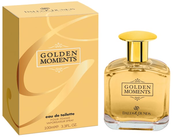 Eau de toilette, Parfumflakon, Golden moments, Glasflasche, Goldene Kappe