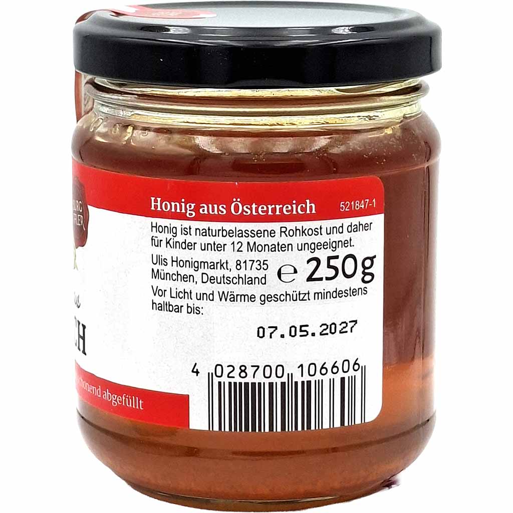 Honig, Glas jar, 250 g, Honig aus Österreich, Barhonig