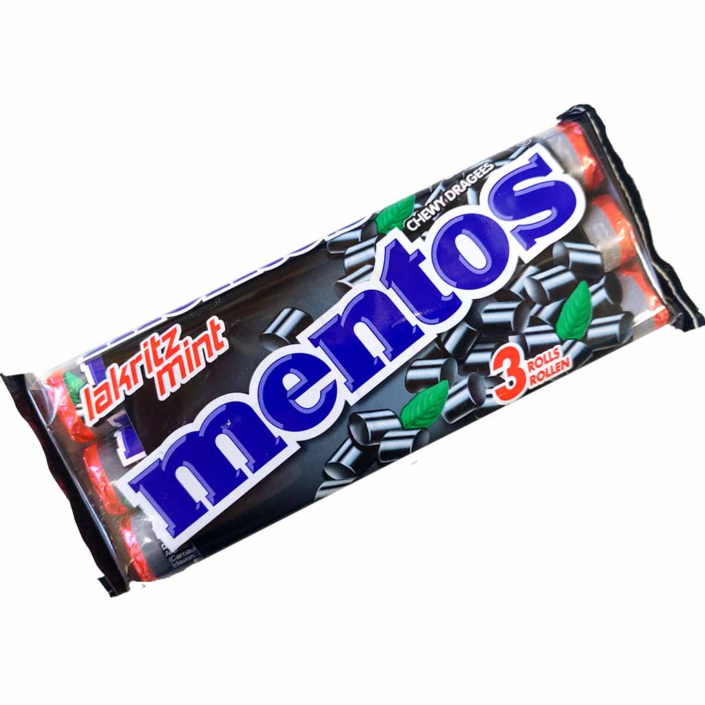 Mentos Kaubonbon Lakritz Rollen 3x 37,5g MHD 30.01.29