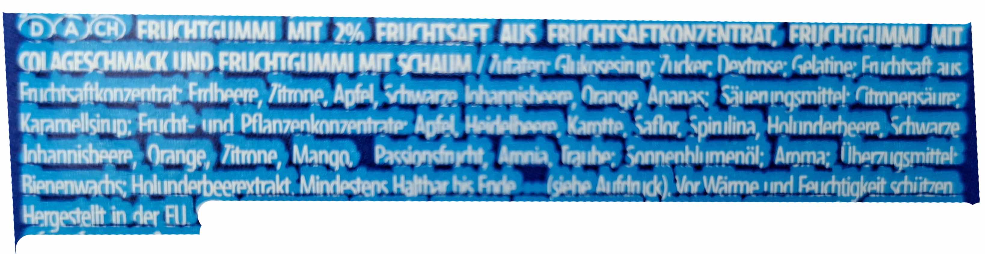 Fruchttimmi, Fruchtsaft, Fruchtkonzentrat, Fruchtgummi, Zutat: Frucht?