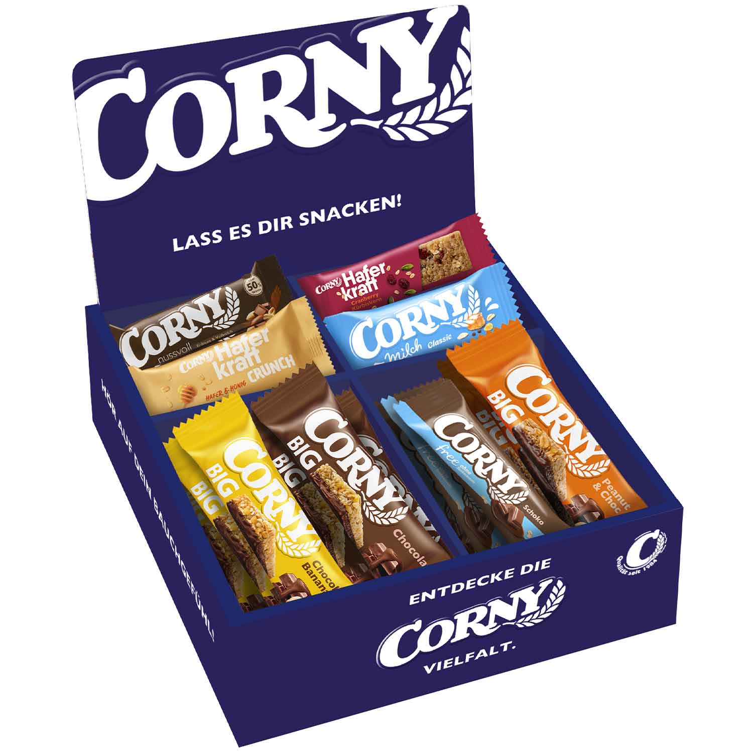 Corny, Snackbox, Schokoriegel, Sortiment, Snackauswahl