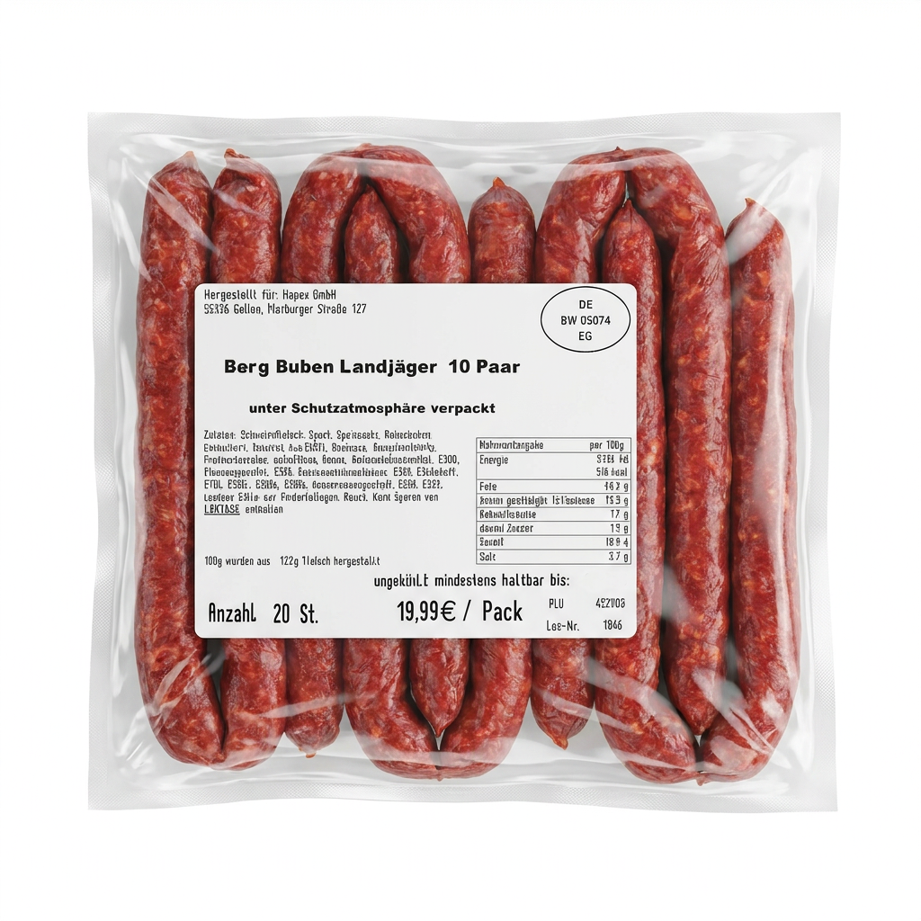 Wurst, Salami, Rohwurst, Vakuumverpackt, Packung 10 Paar