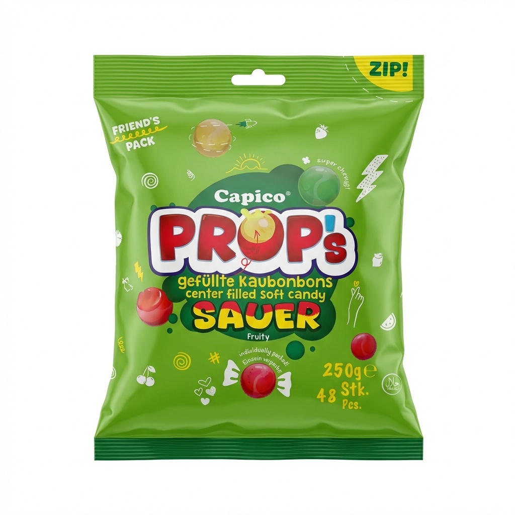 Gummi, Sauer, gefüllte Bonbons, Snack, Beutel