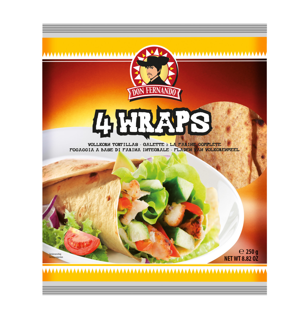 Don Fernando Wraps Vollkorn Tortillas 4er 250g MHD 09.11.26