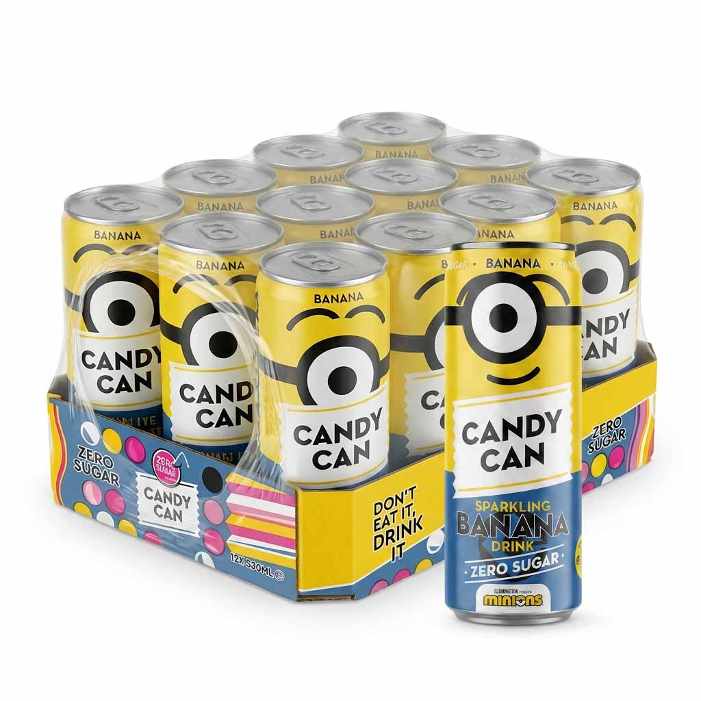 Canned drink, Banana flavor, Zero sugar, Sparkling drink, Candy can