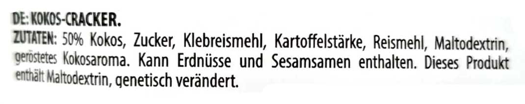 Kokos-Cracker, Kokos, Kohlenhydrataustausch, Kartoffelstärke, Reismehl