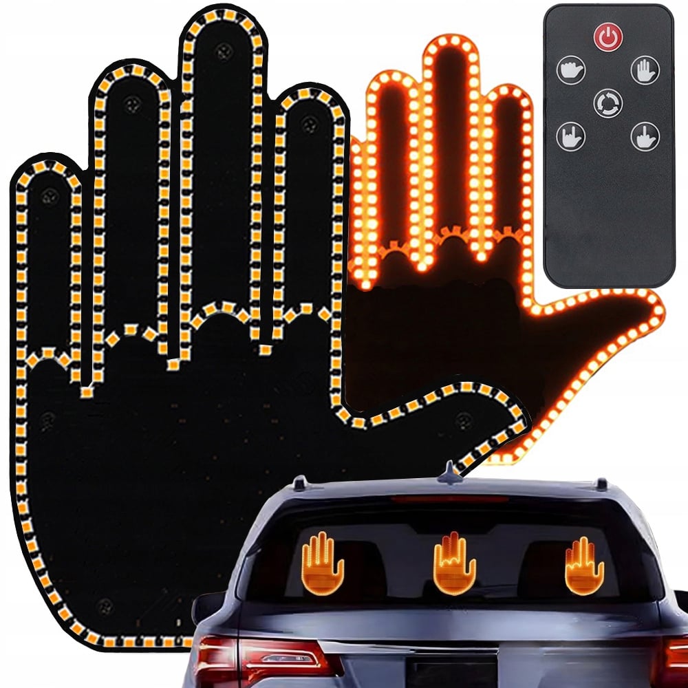 Auto-adhesive car LED, LED hand sign, car interior accessories, remote outline glove, car rear window display