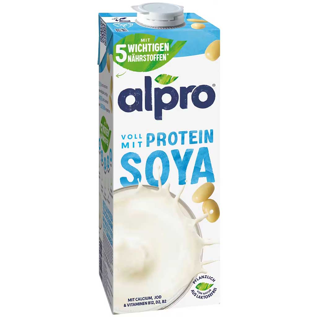 Soya-Protein, Pflanzenmilch, Kartonpackung, Vollmilch, Calcium Vitamin D2