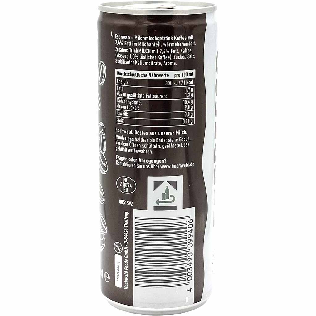 Koffein-Getränk, Energy-Drink, Dosengetränk, Milchkaffee, Kohlenhydrate