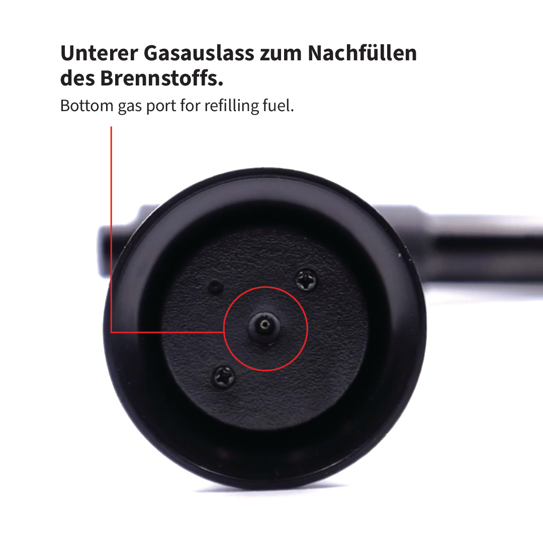 Gaskanal, Refillport, Düse, Schlauchanschluss, Kugeldüse