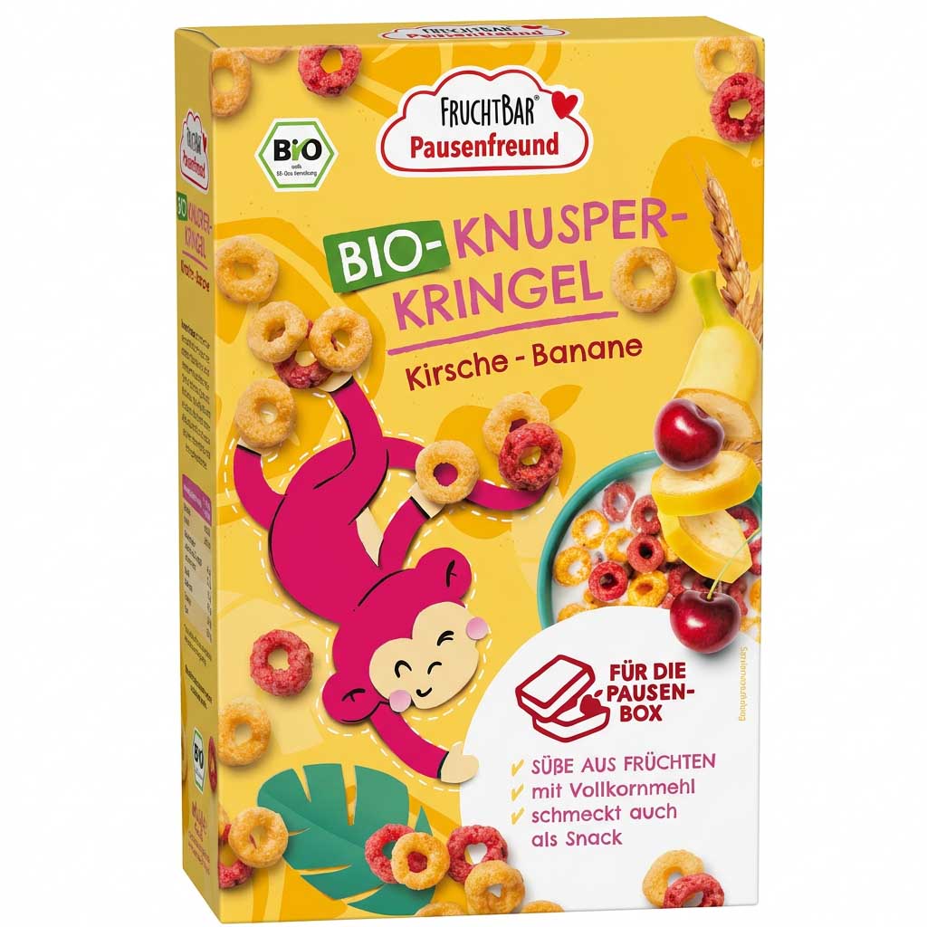 Bio, Knusperkringel, Kirsche, Banane, Fruchtbar Pausenfreund