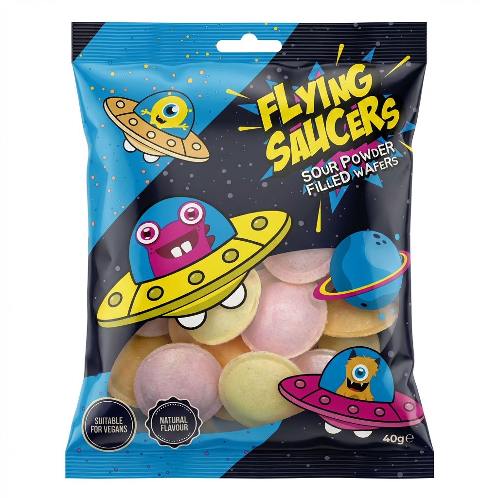 Flying Saucers Sour Powder Filled Wafers 40g