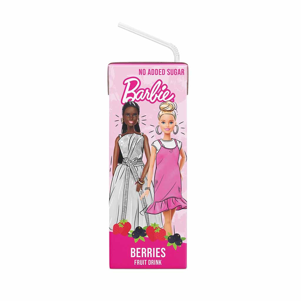 Trinkverpackung, Barbie-Design, Beeren, Fruchtgetränk, Strohhalm