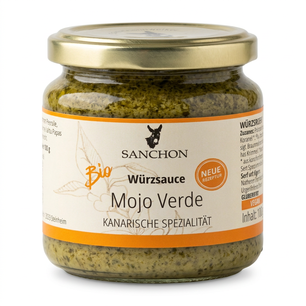 Würzsauce, Bio, Mojo Verde, Kanarische Spezialität, Glas jar