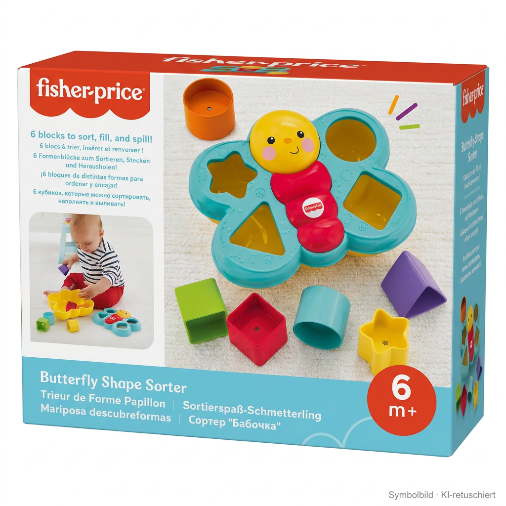 Schmetterlingsformen-Sorter, bunte Blöcke, Baby-Spielzeug, Montessori-Spielzeug, 6 Monate+