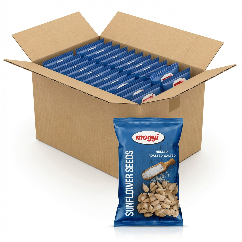 Sonnenblumenkerne, geröstet, gesalzen, verpackt, Snack