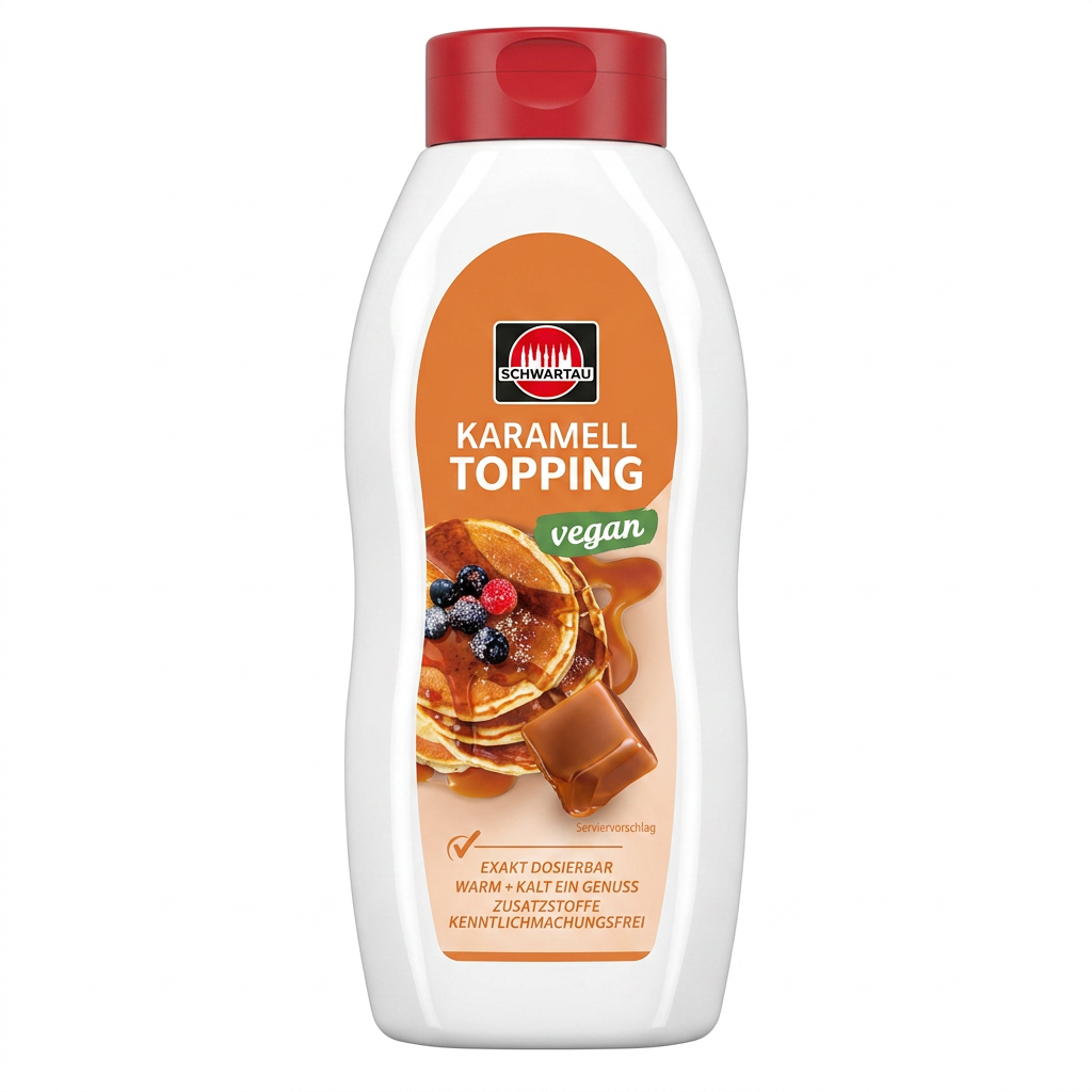 Karamellsoße, Topping, vegan, Saucenflasche, Karamell