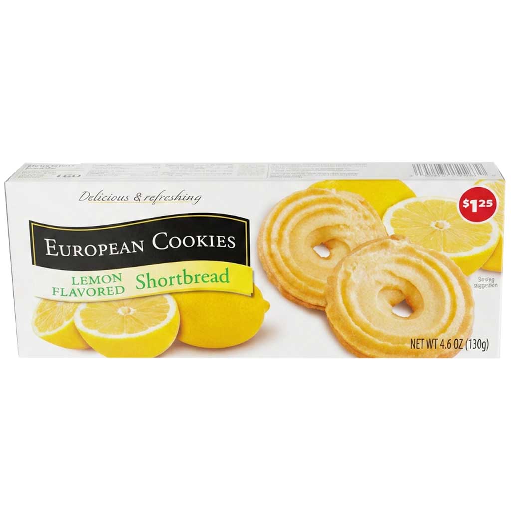 Cookies, Shortbread, Lemon flavor, European, Pack 4.6 oz