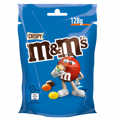M&M’s Crispy, Schokolinsen, Knusperfüllung, Blaue Tüte, 128 g
