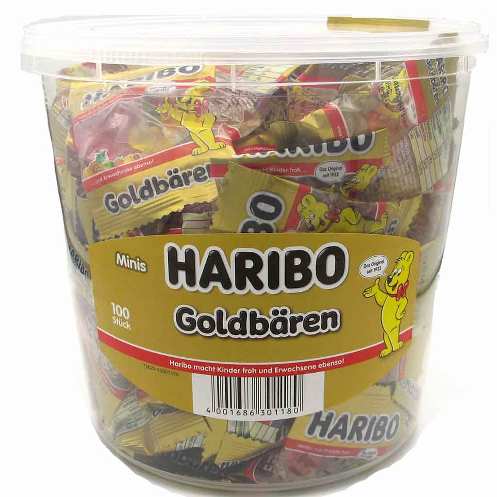 Haribo Goldbären minis Eimer 100x9,8g = 980g MHD 30.04.27