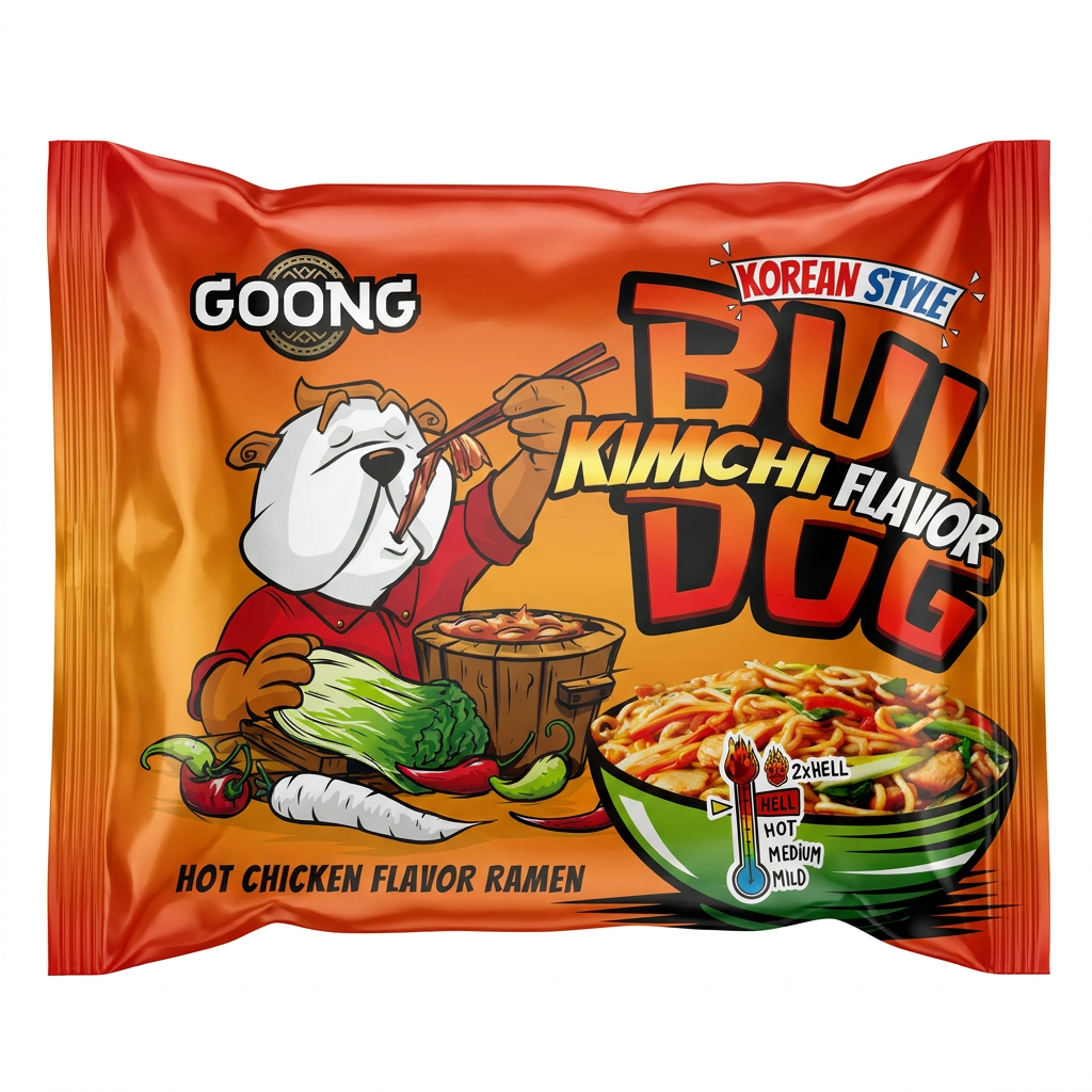 Instant-Nudeln, Kimchi-Geschmack, Scharfes Hähnchen, Ramen, Koreanischer Stil
