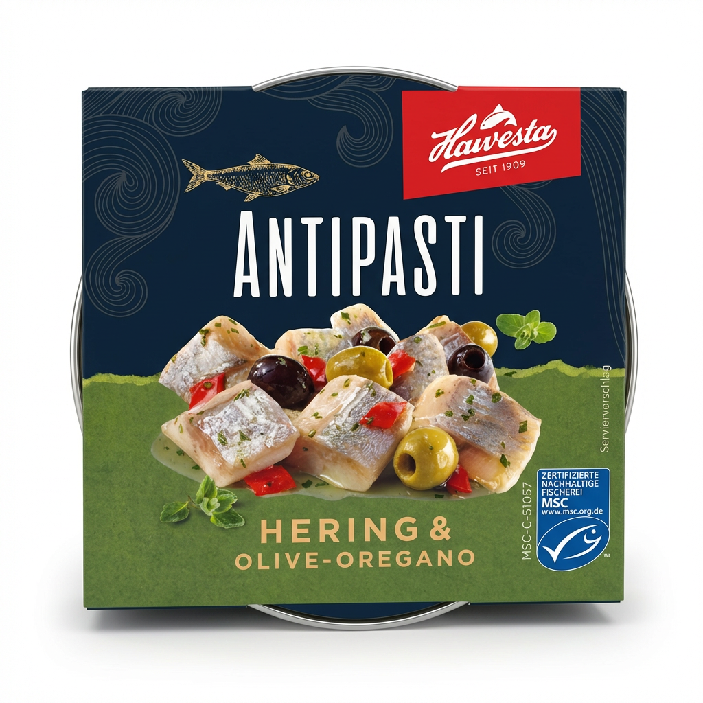 Antipasti, Hering, Oliven, Oregano, Fischpaket
