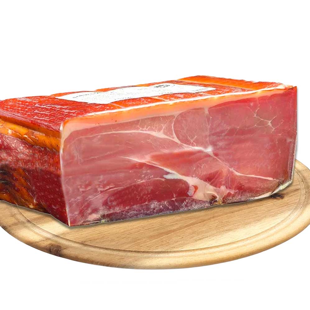 Schinken, Rinderbrust, Fleischblock, roter Rand, Holzunterlage