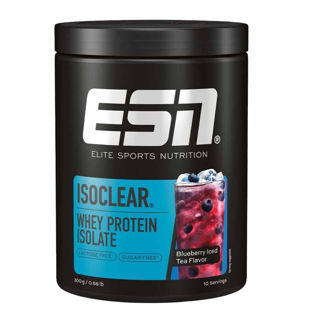 ESN Isoclear Whey Protein Isolate Blueberry Iced Tea 300g MHD 31 12 26 esn-isoclear-whey-protein-isolate-blueberry-iced-tea-300g-mhd-31-12-26