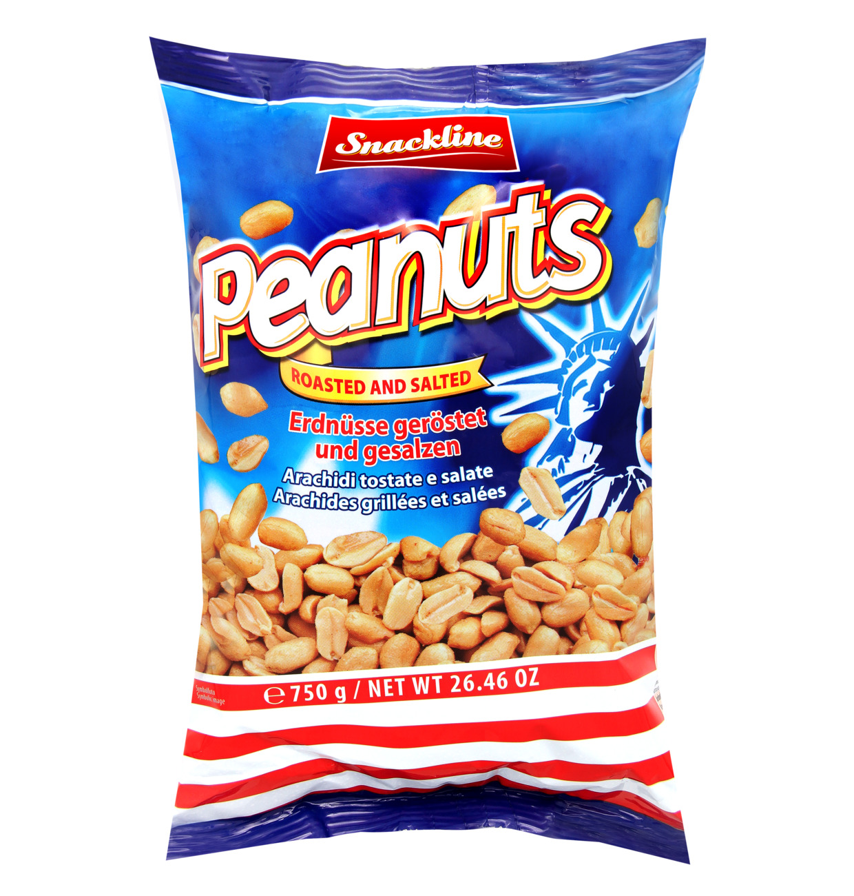 Snackline Erdnüsse geröstet und gesalzen 750g