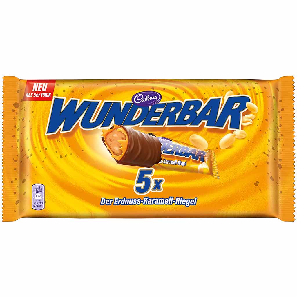 Cadbury Wunderbar Peanut-Butter Riegel 5x37g=185g MHD 23.09.26