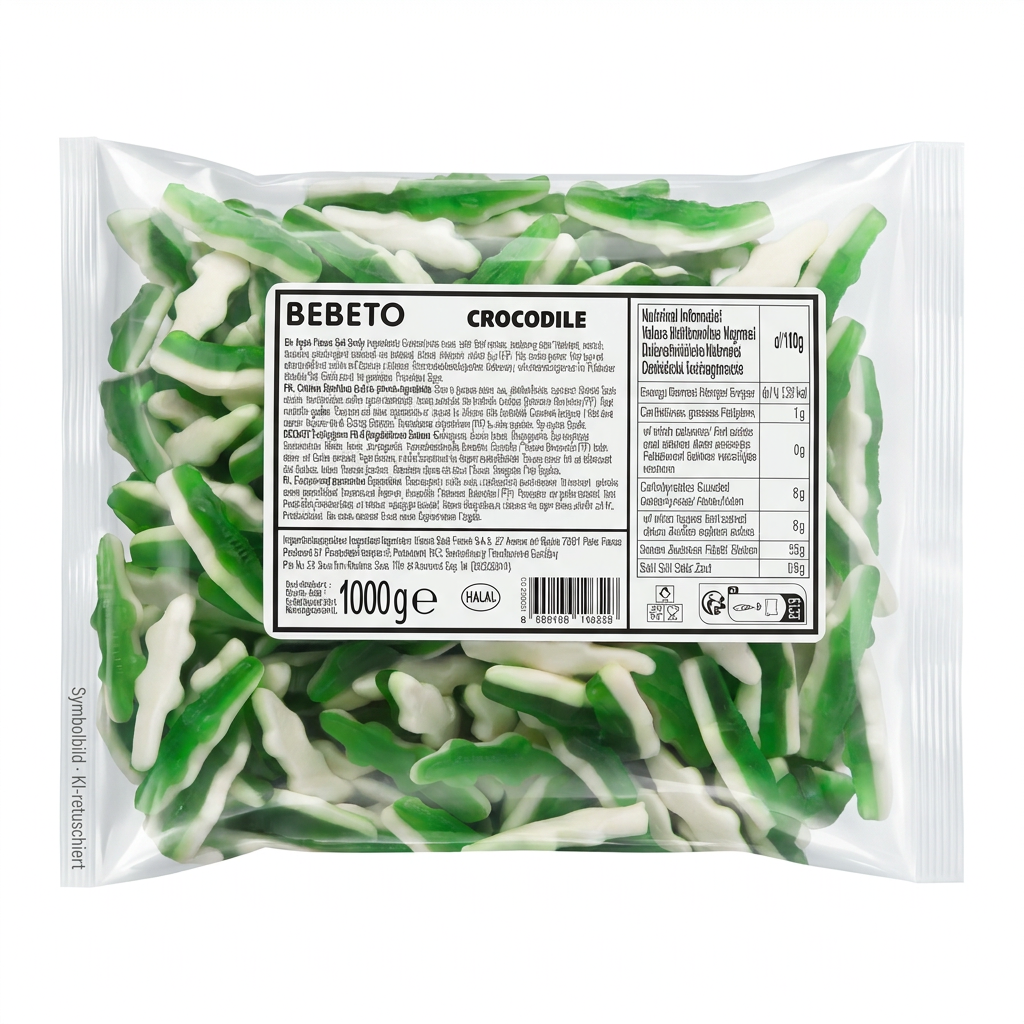 Candy, Gummi, Grün-Weiß, Tüteninhalt 1000g, Knabberware