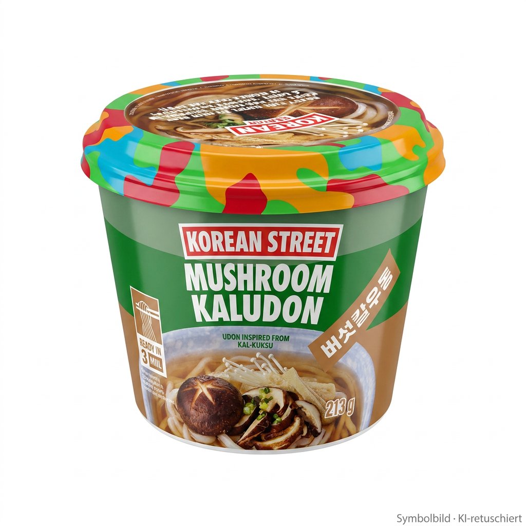 Instant-Nudel, Pilze, Kaludon, Koreanische-Straße, Becher