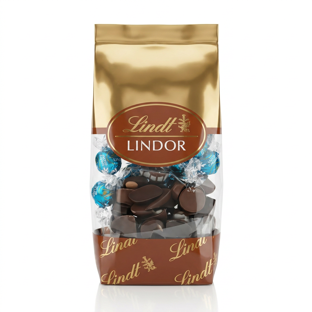 Schokolade, Lindor, Trüffel, Rundverpackung, Kunststoffbeutel