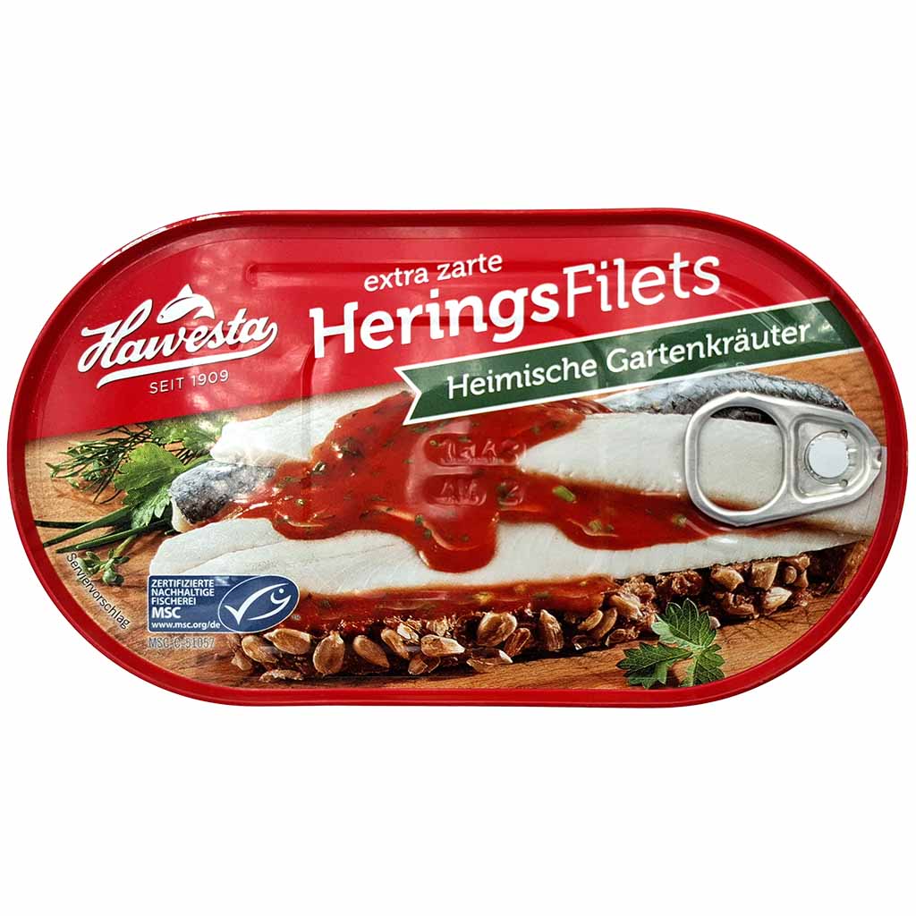 Hering, Heringfilets, Streichfisch, Gartenkräuter, Dosenfisch