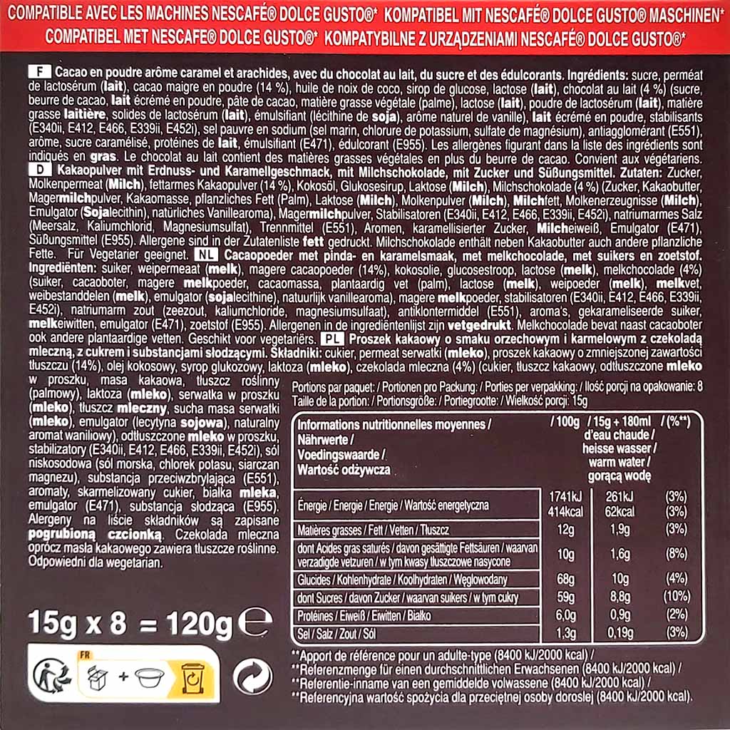 Snickers Dolce Gusto Kapseln 8 Tassen 120g