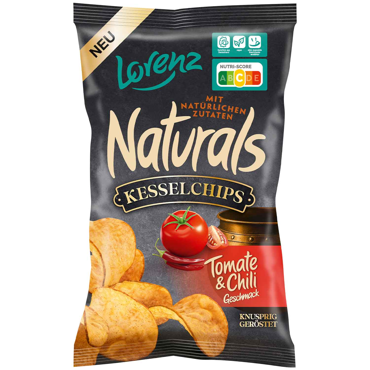 Naturals, Kesselchips, Tomate & Chili, Kartoffelchips, geröstet