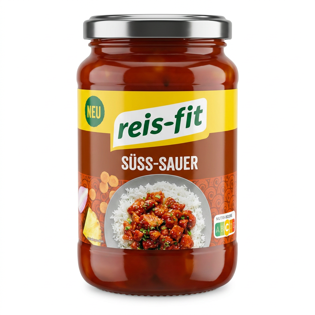 Glasstruktur, Saucen-Glas, Süß-Sauer, Reis-Fit, Tomaten-Sauce