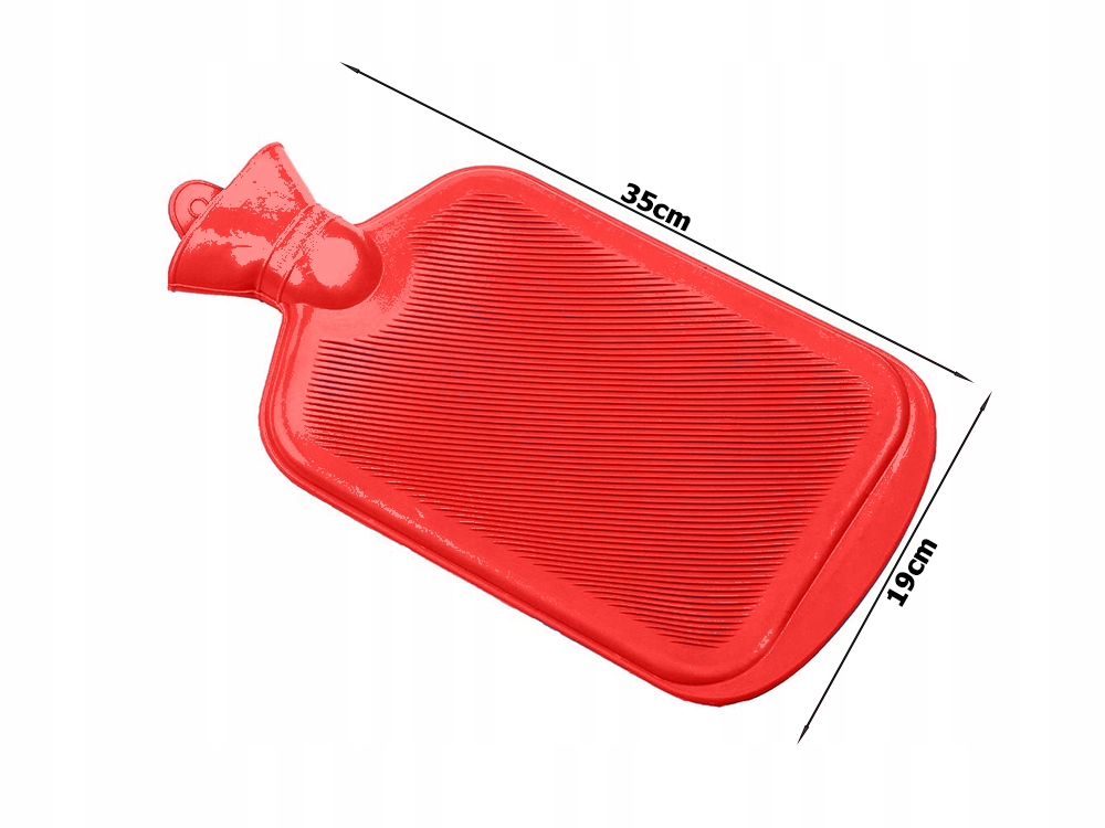 hot water bottle, rubber hot water bottle, red hot water bottle, 35cm, rectangular