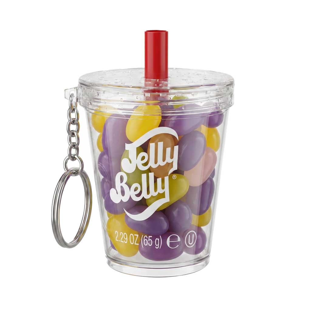 Keksaufbewahrung, Trinkbecher, Gelee Beads, Kappe rot, Schlüsselanhänger