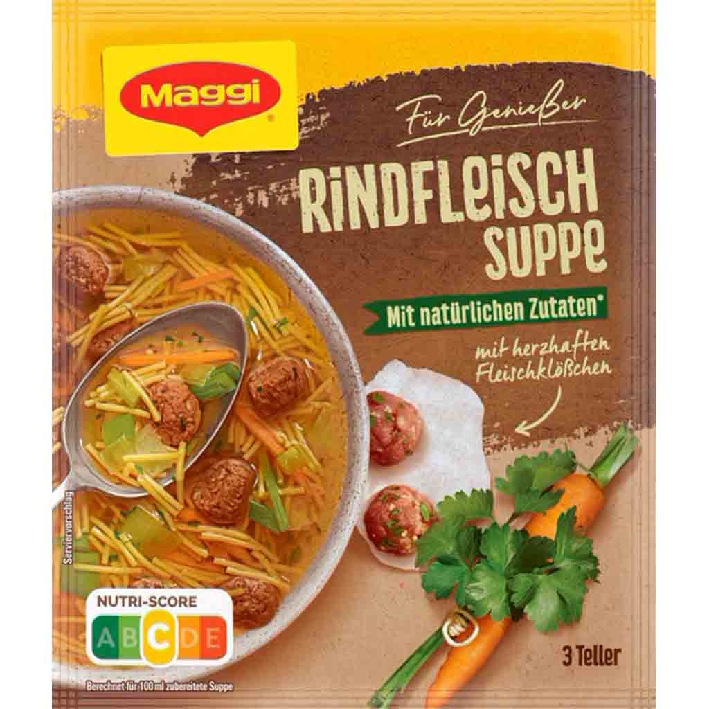 Maggi Für Genießer Klare Rindfleischsuppe mit Rindfleischklößchen 60g MHD 30.01.27