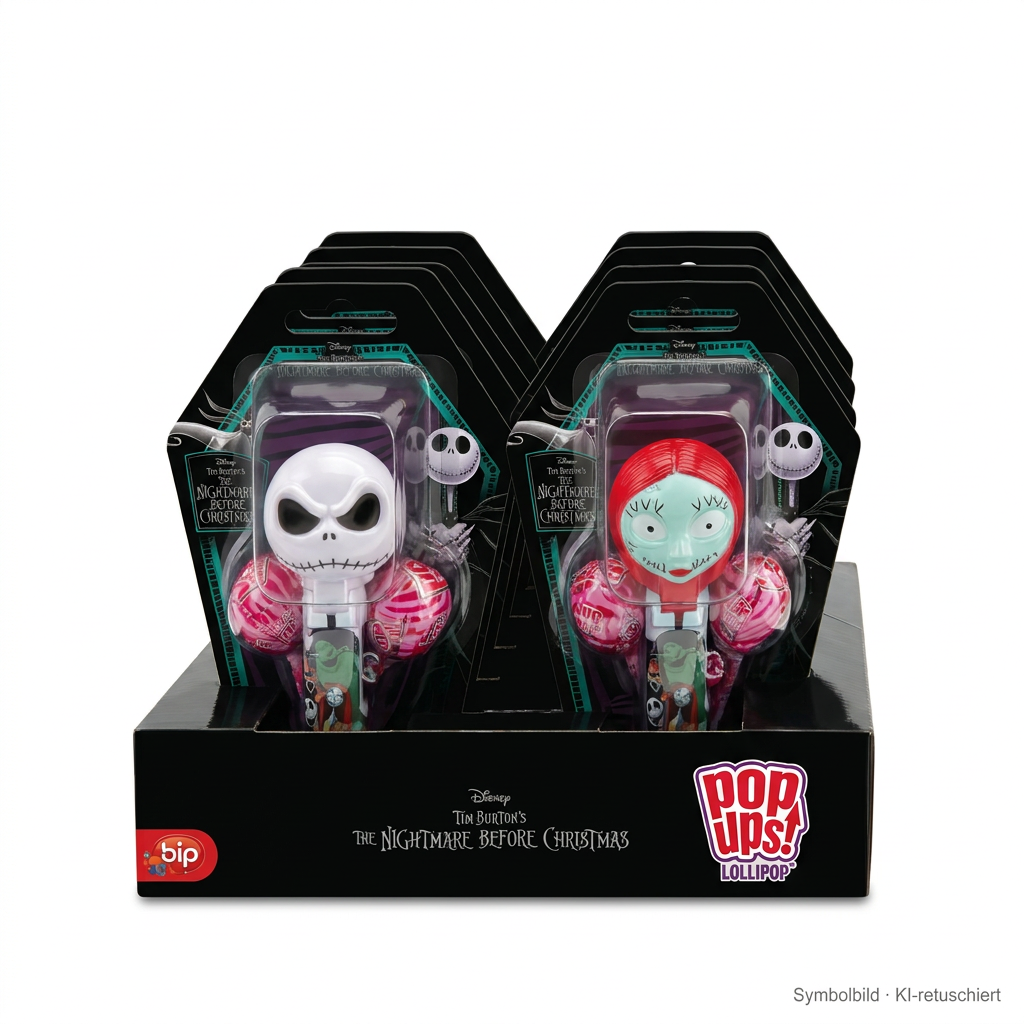 Lutscher, Disney-Figuren, Jack Skellington, Sally, Kunststoffverpackung