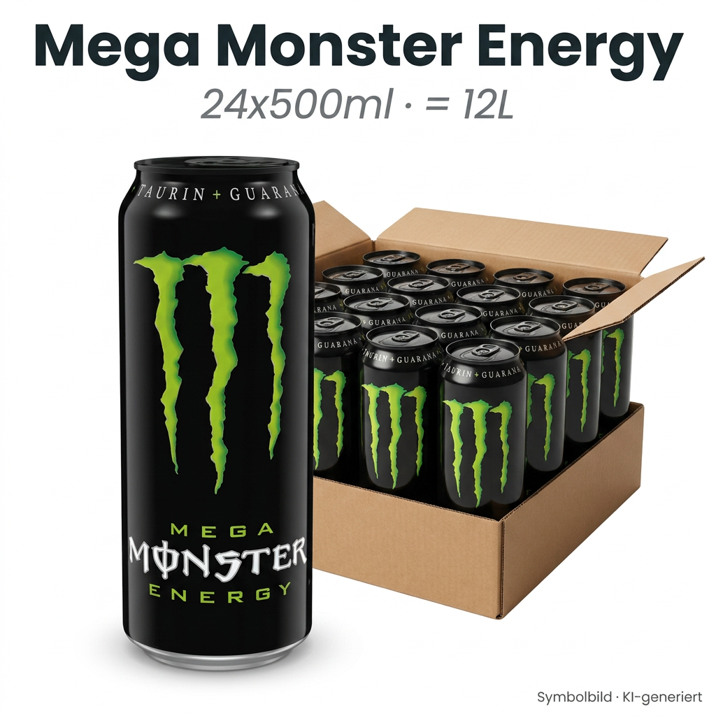 Energiedrink, Monster, Dosenpackung, Koffein, Schwarz grün