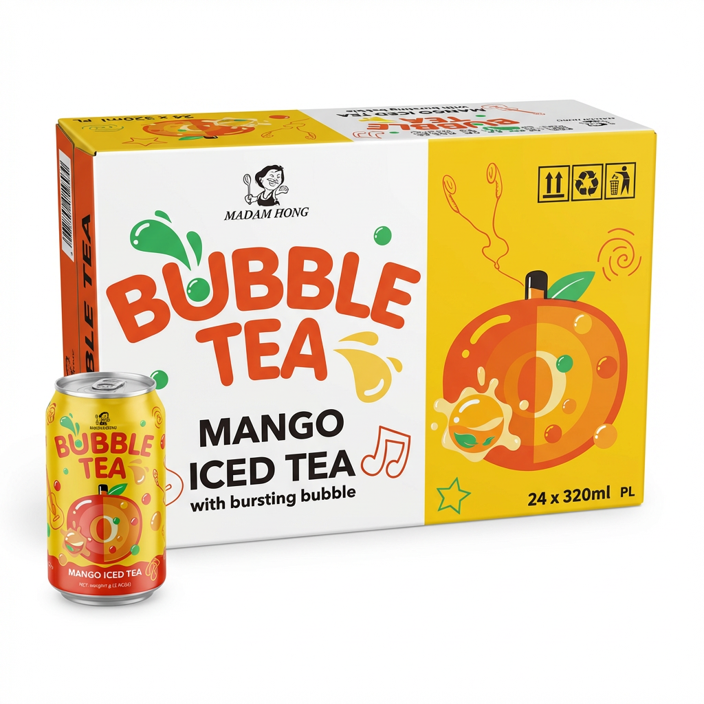 Bubble Tea, Mango, Eistee, Dose, Box 24x320ml