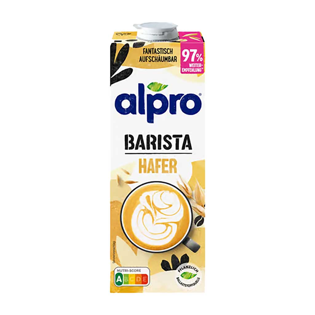 Hafermilch, Barista, Alpro, Kartonpack, Kaffeegetränk