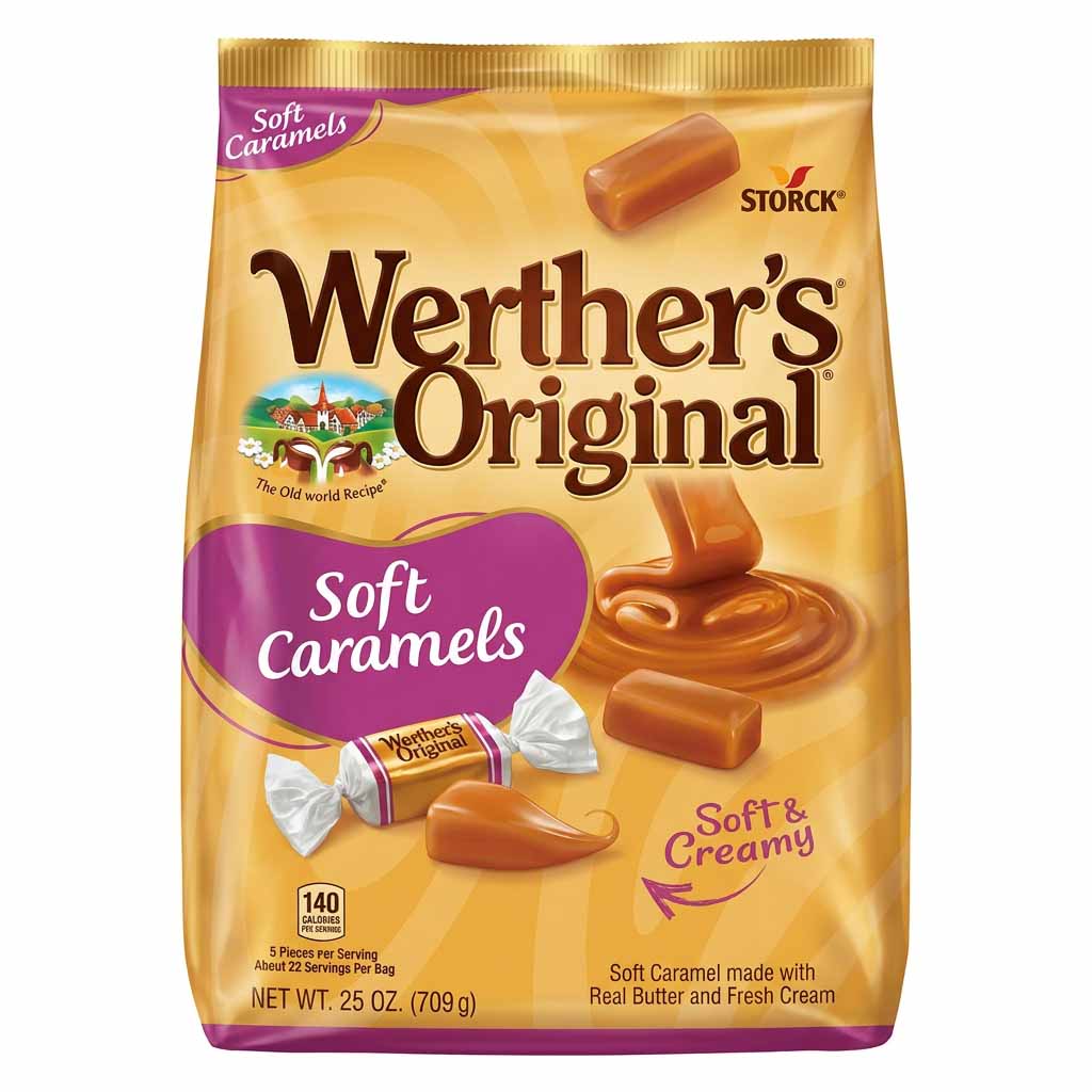Soft Caramels, Karamellbonbons, Süßigkeitbeutel, Cremig, Einzeln verpackt