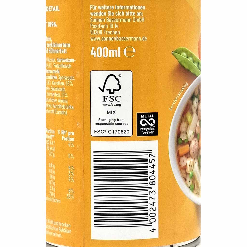 FSC Mix, 400 ml, Barcode, Orangene Karton, Servierbehälter