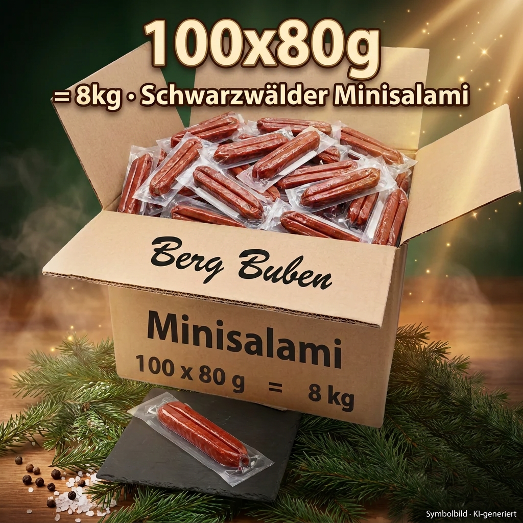 Minisalami, Wurst, Räucherlappen, Boxed sausage, 100x80g