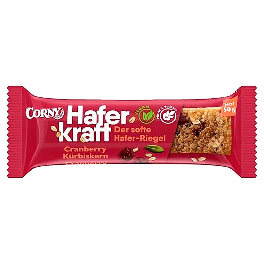 Haferkraft, Haferriegel, Cranberry, Kürbiskern, Snack