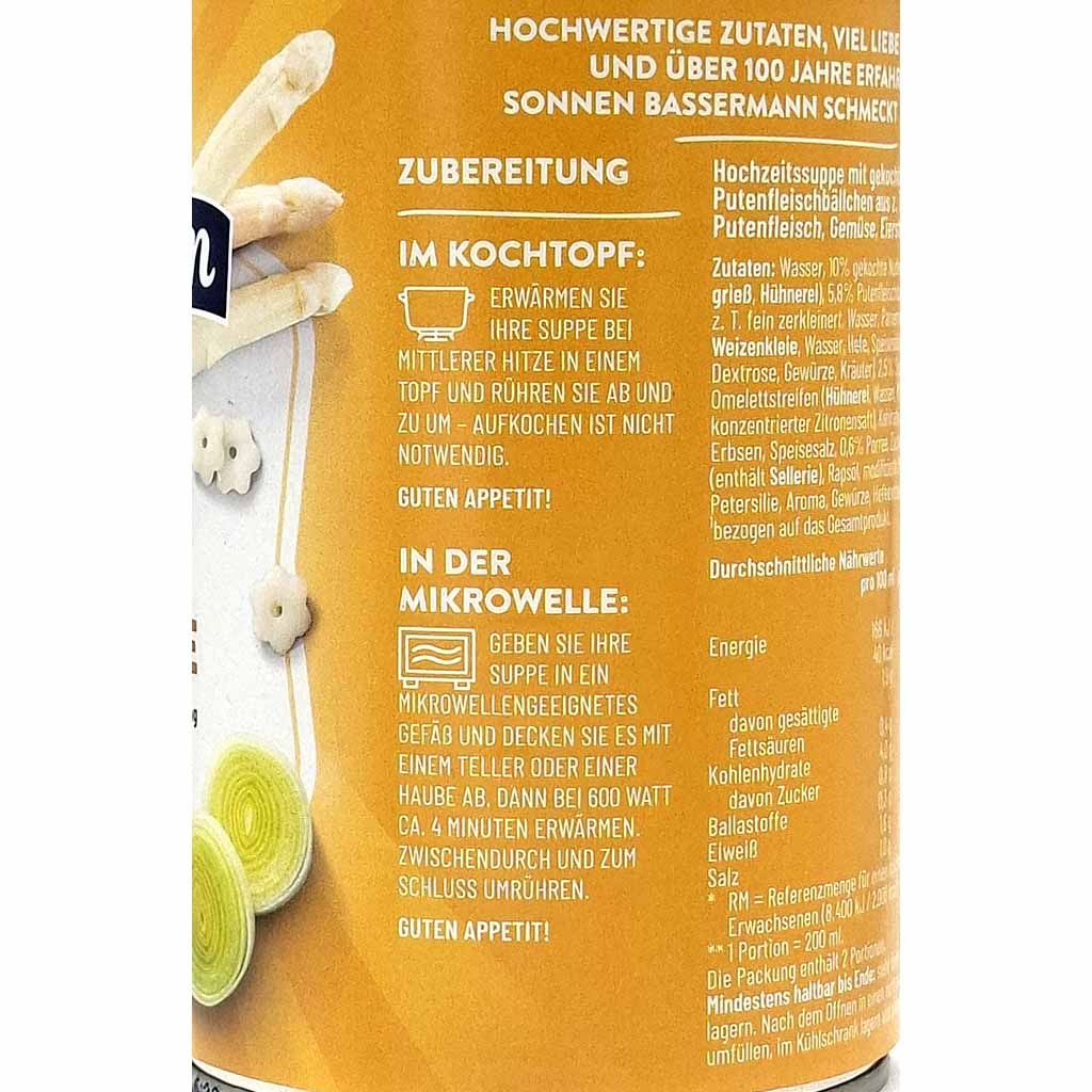 Mikrowelle, Zubereitung, Suppenpackung, Orangengelb, Inhaltangabe