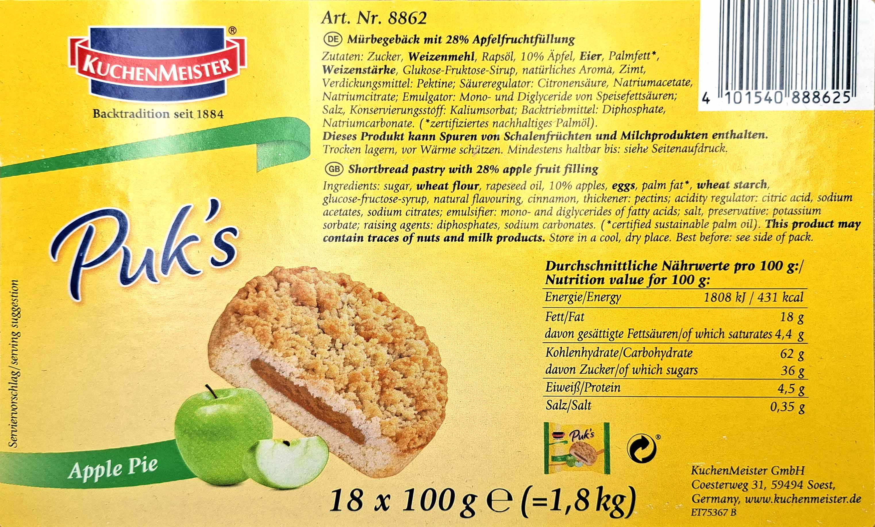 Apfelkuchen, Kuchen, Shortbread, Mürbe, Backware